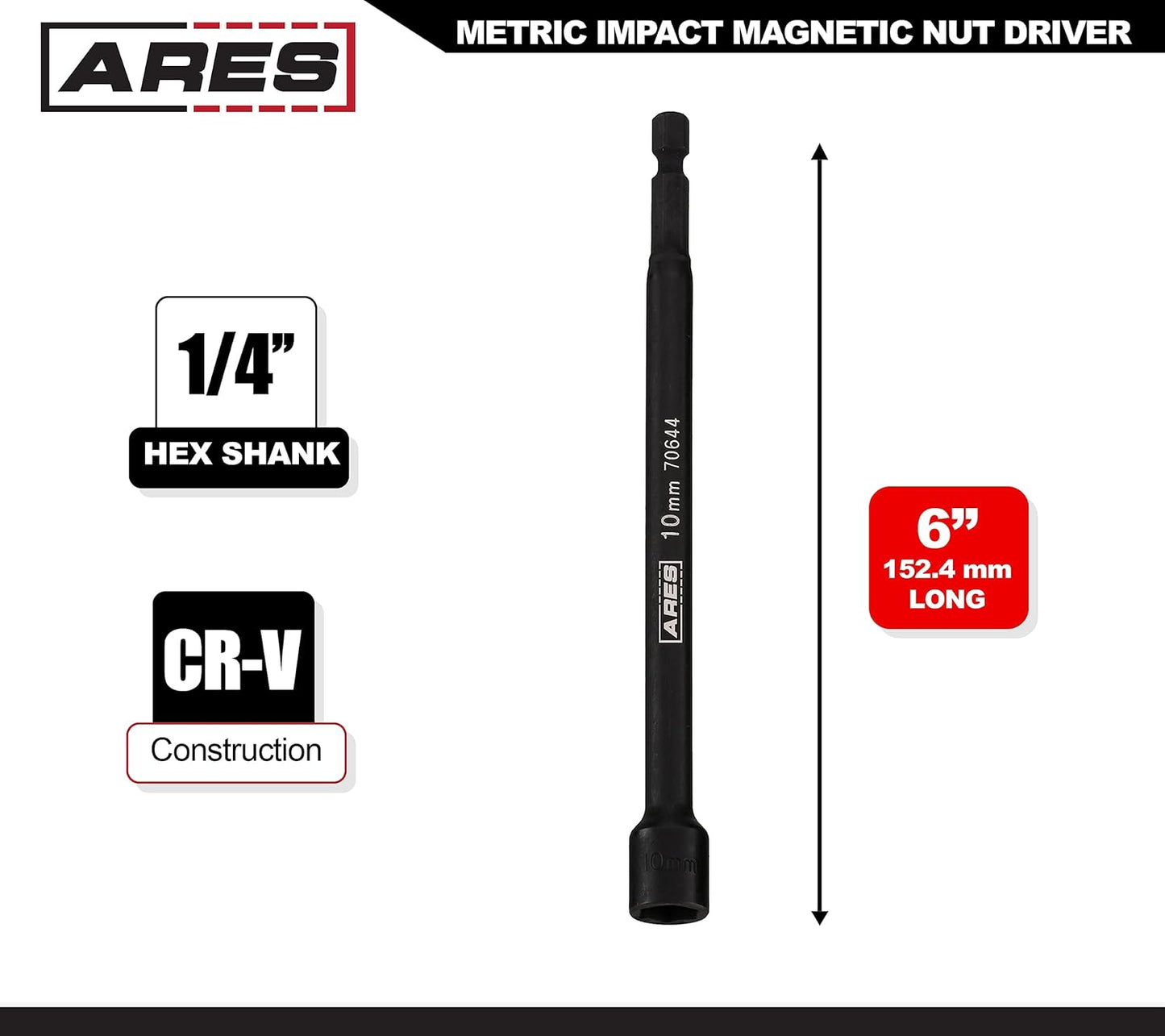 70651-1/4-Inch Magnetic Impact Nut Driver - Impact Grade Nut Setter with Industrial Strength Magnet